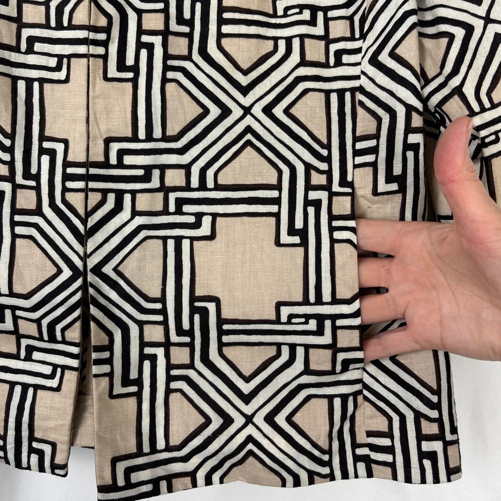 Jaclyn Smith Jacket Womens XL Beige Black Geometric Linen Retro Minimalist Artsy - Picture 5 of 16